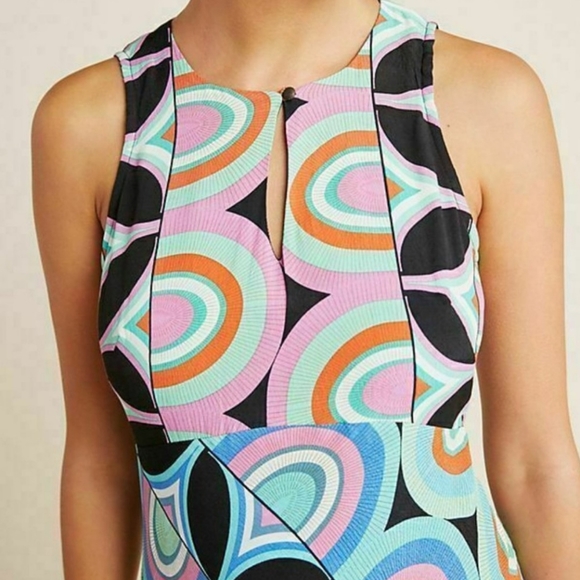 Nwt Anthropologie Kenzie Geometric Asymmetrical Midi Dress - Picture 8 of 17